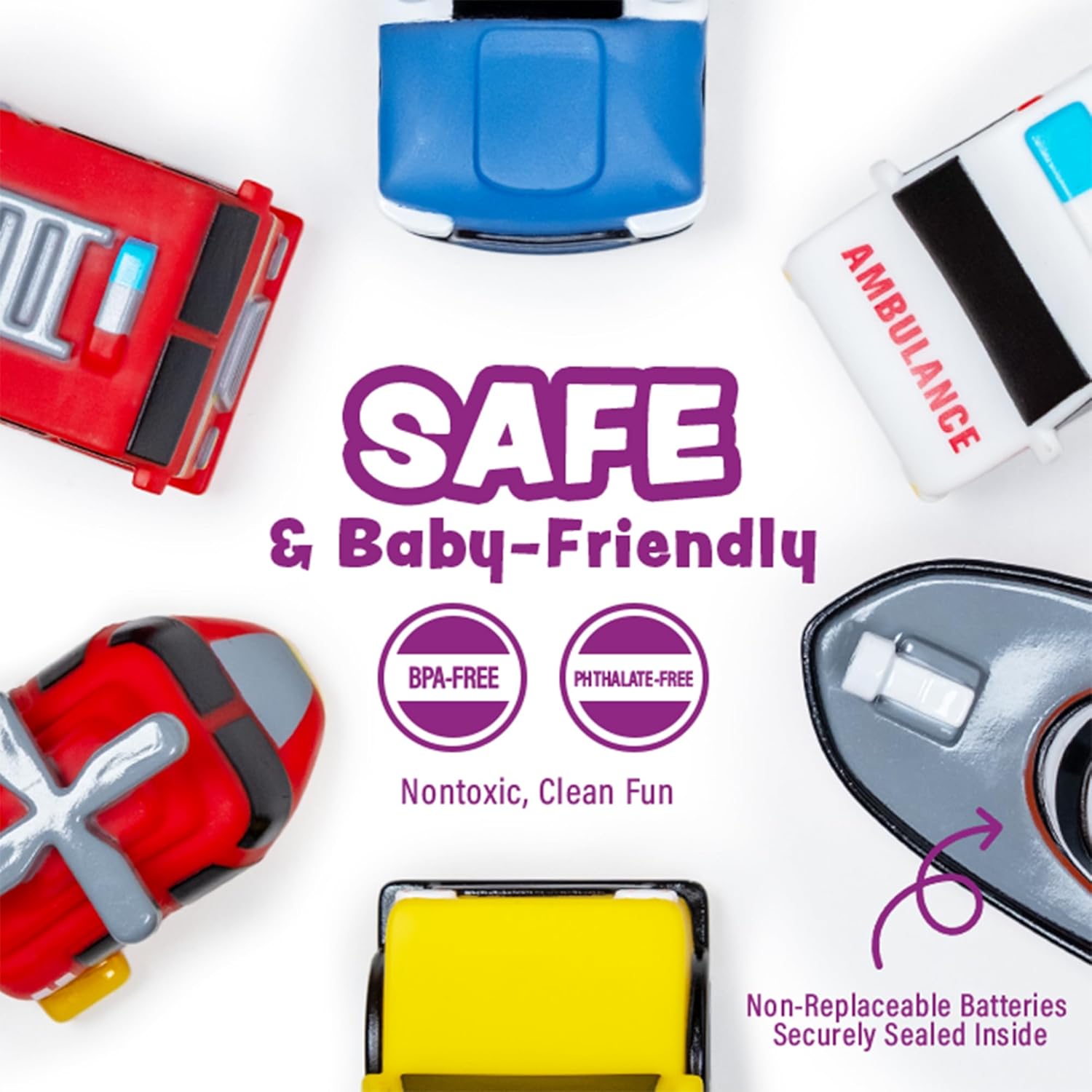 Tub Works Emergency Cars Light Up Bath Toys