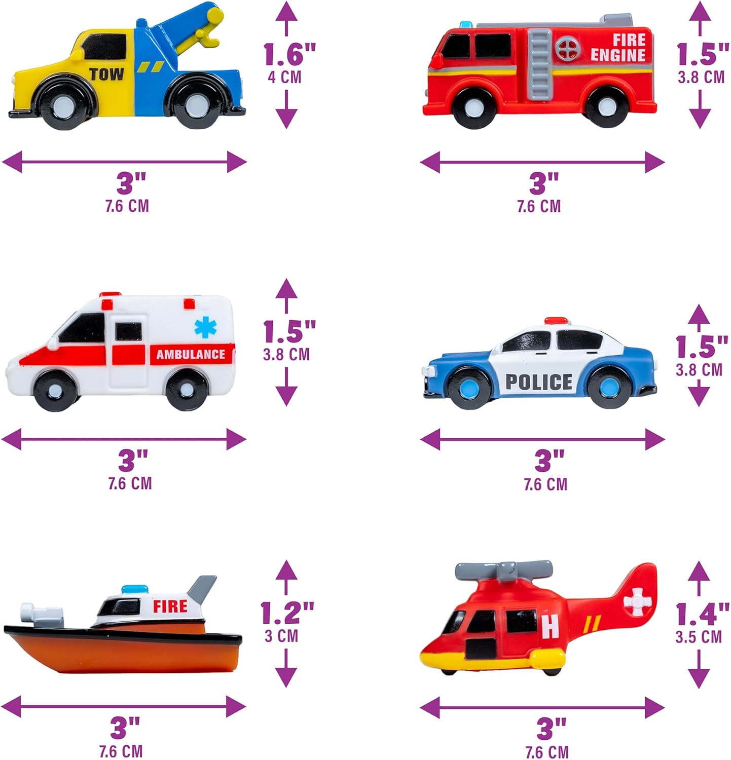 Tub Works Emergency Cars Light Up Bath Toys