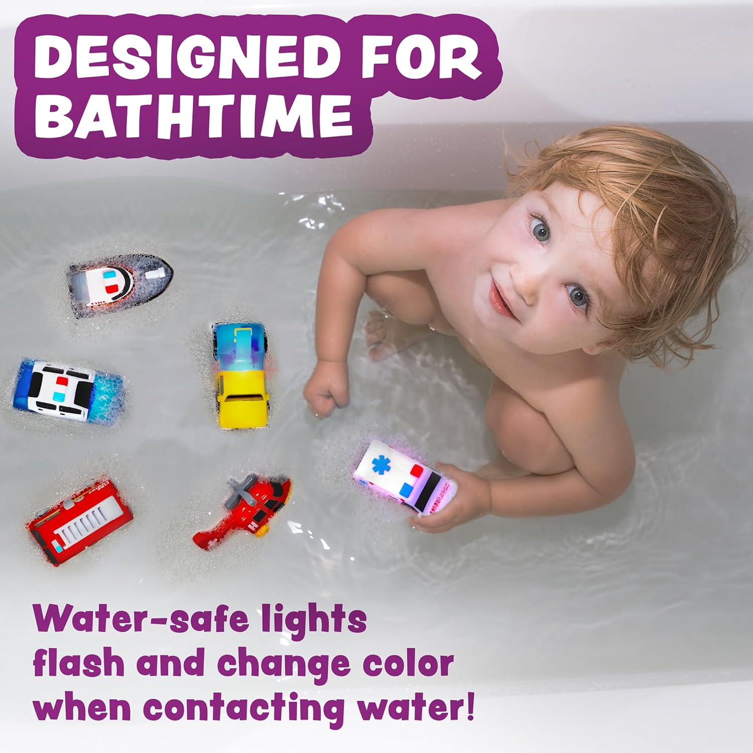 Tub Works Emergency Cars Light Up Bath Toys